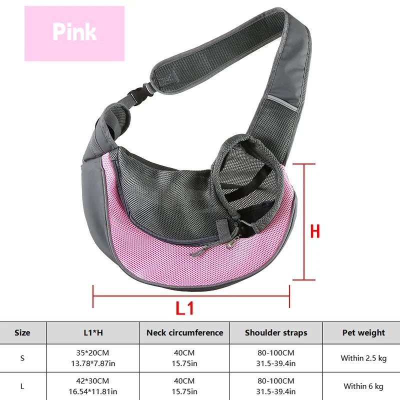 Dog Sling Carrier Breathable Mesh Travel Crossbody Bag For Puppy Cat Hiking Camping