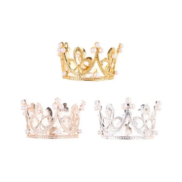 Pet Alloy Crown Adjustable Faux Pearl Shiny Crown for Wedding Birthday Party Adoption Celebration or Gotcha Day Photos