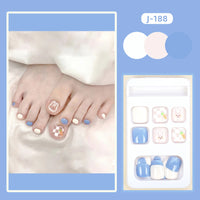 Colorful Press-On Toe Nails – 24pcs Full Cover Summer Style for Girls & Women