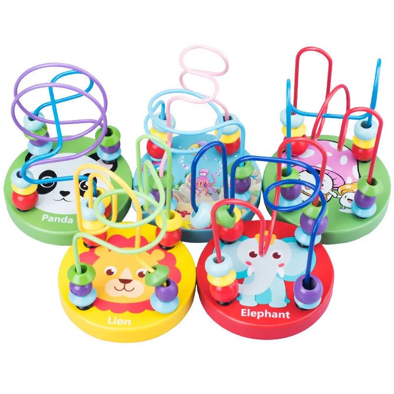 Big Montessori Wooden Toys Kids Circles Bead Wire Maze Roller Coaster Toddler Early Educational Puzzles Toy for Children infant