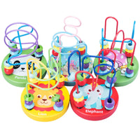 Big Montessori Wooden Toys Kids Circles Bead Wire Maze Roller Coaster Toddler Early Educational Puzzles Toy for Children infant