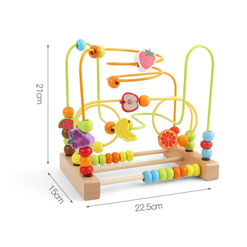 Big Montessori Wooden Toys Kids Circles Bead Wire Maze Roller Coaster Toddler Early Educational Puzzles Toy for Children infant