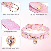 Beautiful PU pet cat&dog collar decorated with sparkling love