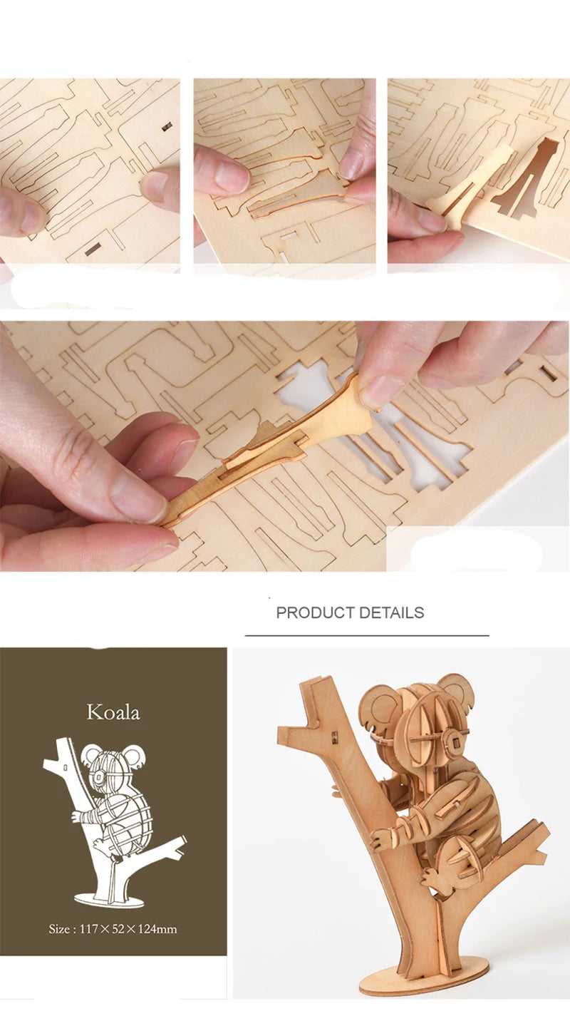 Train Model 3D Wooden Puzzle Toy Assembly Animal Model Building Kits for Children Adults Teen Birthday Gift Wooden Building Toys