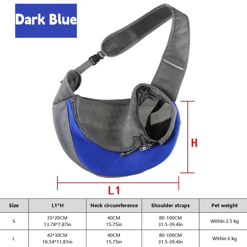 Dog Sling Carrier Breathable Mesh Travel Crossbody Bag For Puppy Cat Hiking Camping