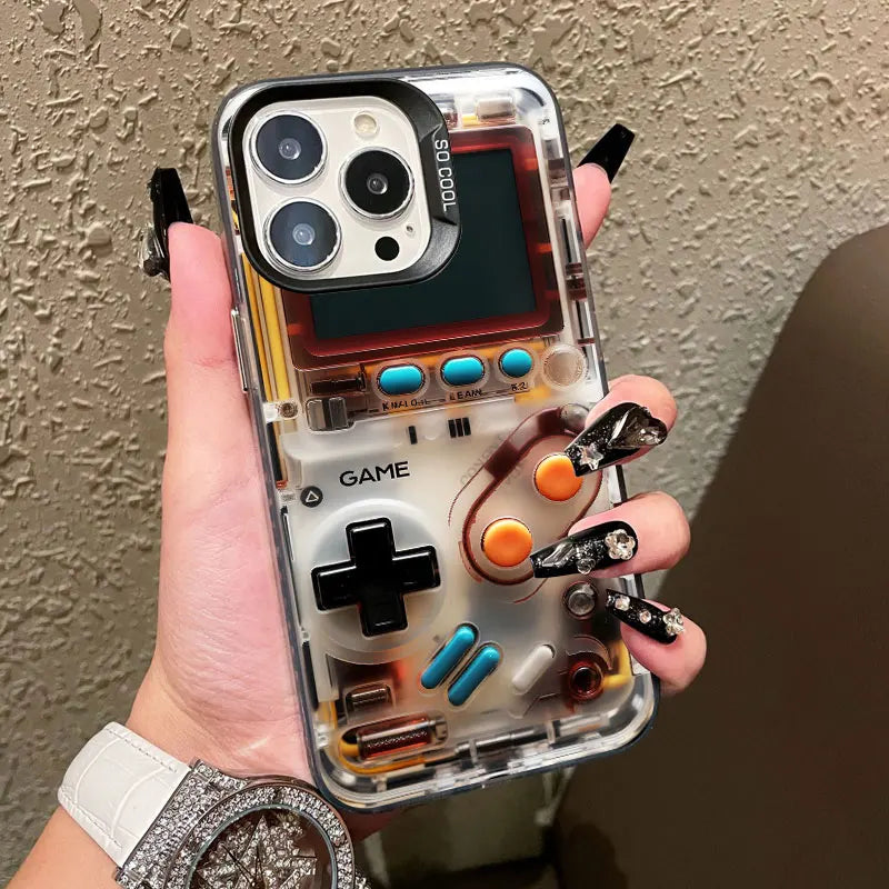 Retro Game Console Printed Pattern Phone Case For iPhone 11 12 13 14 Pro Max Mini 16 15 Pro Max Plus Shockproof Laser Back Cover