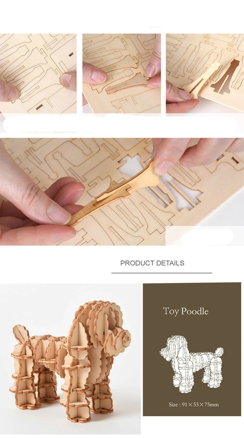 Train Model 3D Wooden Puzzle Toy Assembly Animal Model Building Kits for Children Adults Teen Birthday Gift Wooden Building Toys