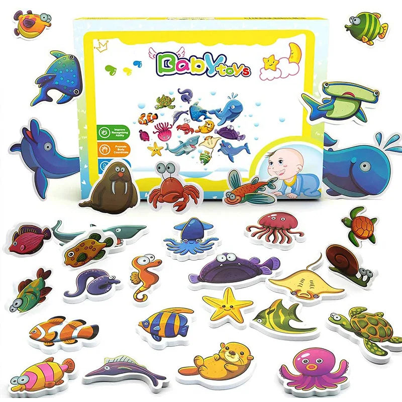 Baby Bathroom Toys Soft EVA Paste Early Educational DIY Puzzles Toys Animal Sticker Bath Baby Water Toys for 0 12 Months 1 Years