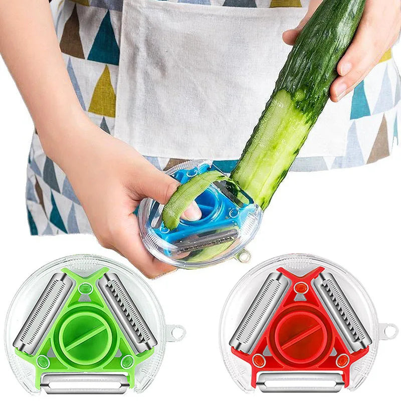 3-in-1 Stainless Steel Vegetable & Fruit Peeler – Multifunctional Shredder & Julienne Kitchen Tool