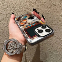 Retro Game Console Printed Pattern Phone Case For iPhone 11 12 13 14 Pro Max Mini 16 15 Pro Max Plus Shockproof Laser Back Cover