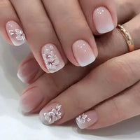 24Pcs Wine Red Press-On Nails – Short Square & Round Tips with Glitter Finish + Nail Glue