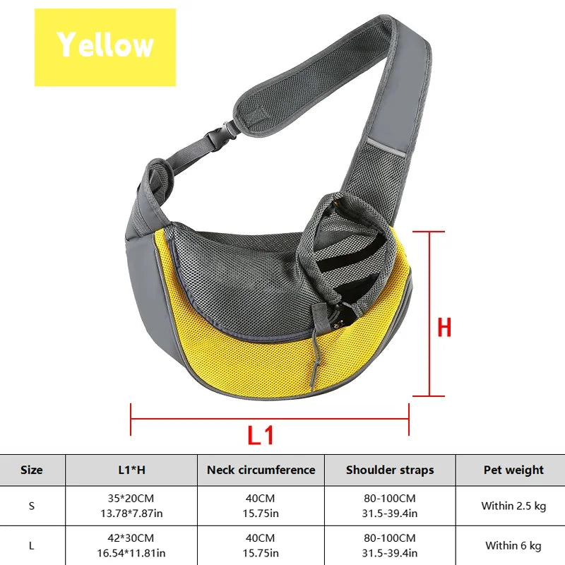 Dog Sling Carrier Breathable Mesh Travel Crossbody Bag For Puppy Cat Hiking Camping