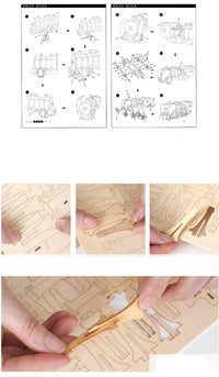 Train Model 3D Wooden Puzzle Toy Assembly Animal Model Building Kits for Children Adults Teen Birthday Gift Wooden Building Toys
