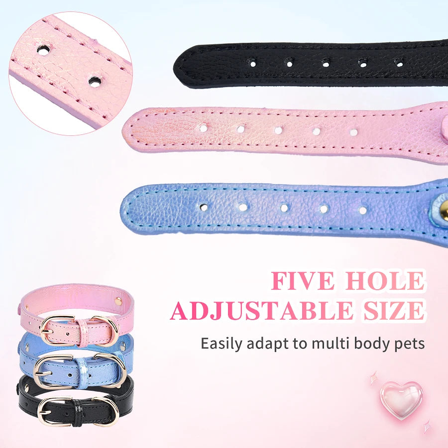Beautiful PU pet cat&dog collar decorated with sparkling love