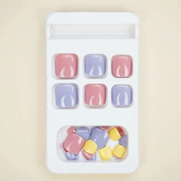 Colorful Press-On Toe Nails – 24pcs Full Cover Summer Style for Girls & Women