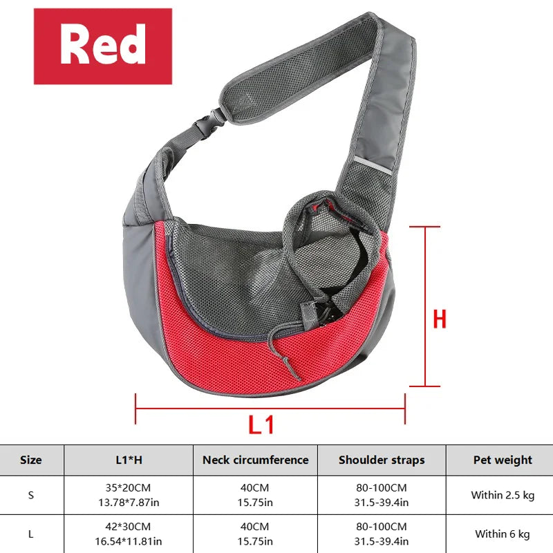 Dog Sling Carrier Breathable Mesh Travel Crossbody Bag For Puppy Cat Hiking Camping