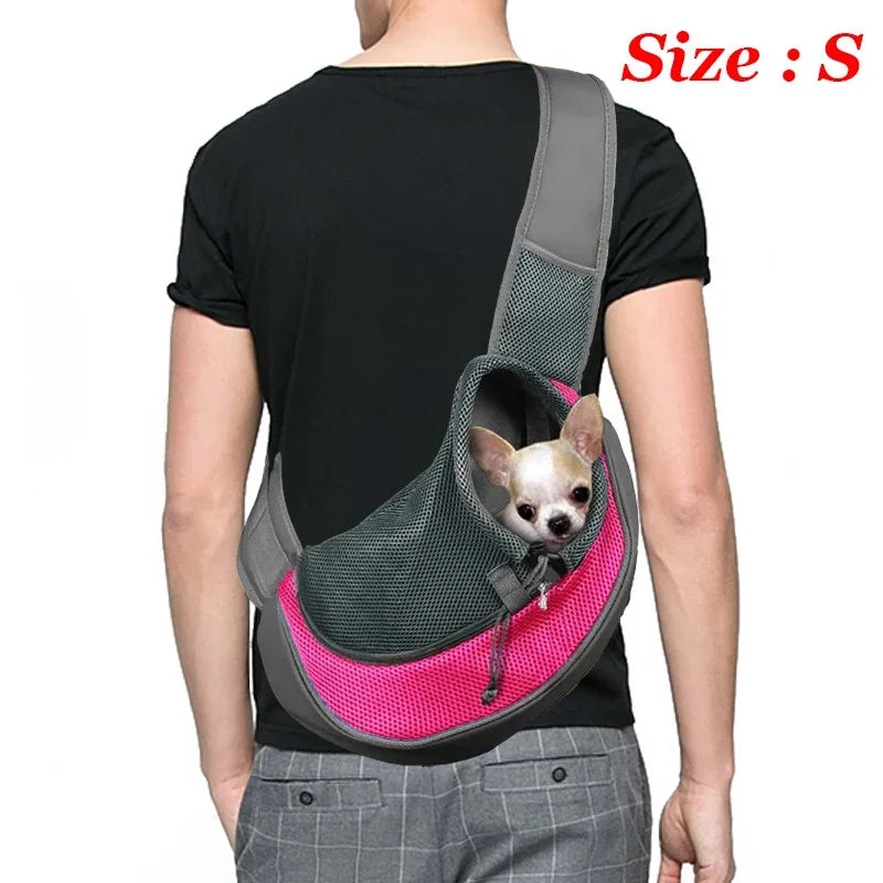 Dog Sling Carrier Breathable Mesh Travel Crossbody Bag For Puppy Cat Hiking Camping