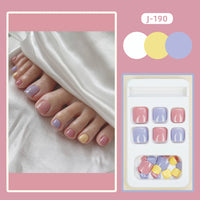 Colorful Press-On Toe Nails – 24pcs Full Cover Summer Style for Girls & Women