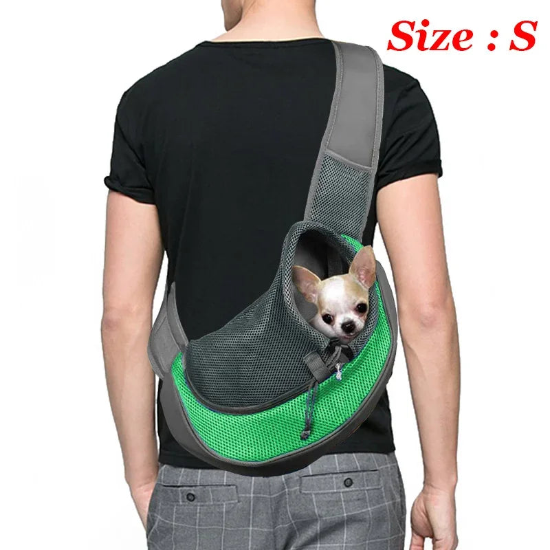 Dog Sling Carrier Breathable Mesh Travel Crossbody Bag For Puppy Cat Hiking Camping