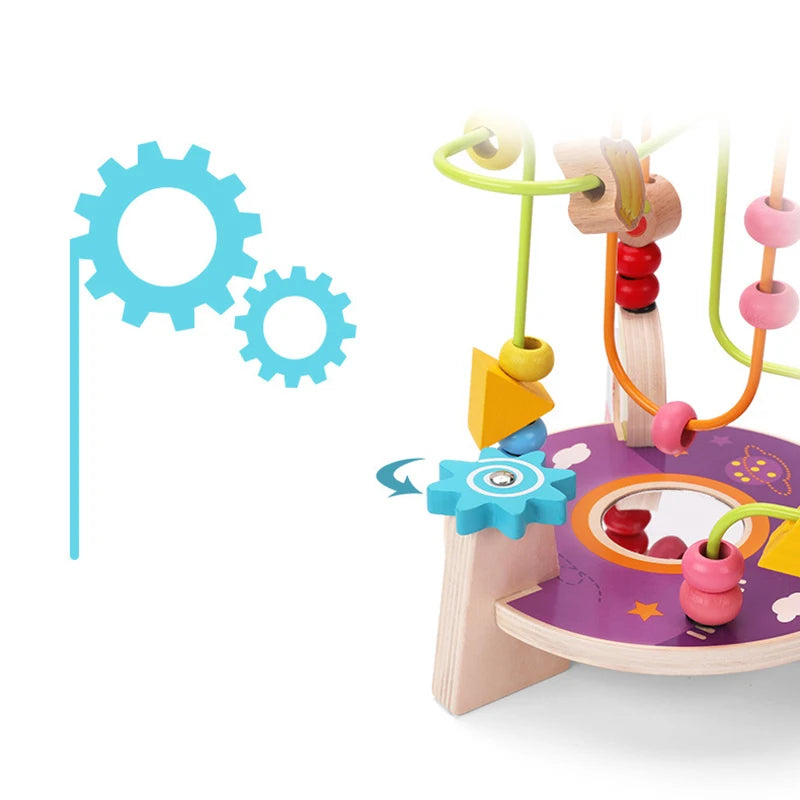 Big Montessori Wooden Toys Kids Circles Bead Wire Maze Roller Coaster Toddler Early Educational Puzzles Toy for Children infant