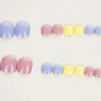 Colorful Press-On Toe Nails – 24pcs Full Cover Summer Style for Girls & Women