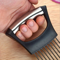 Stainless Steel Onion Slicer Holder, Multipurpose Meat Tenderizers, Vegetable Potato Tomato Lemon Cutting Tool, Full Grip Ha