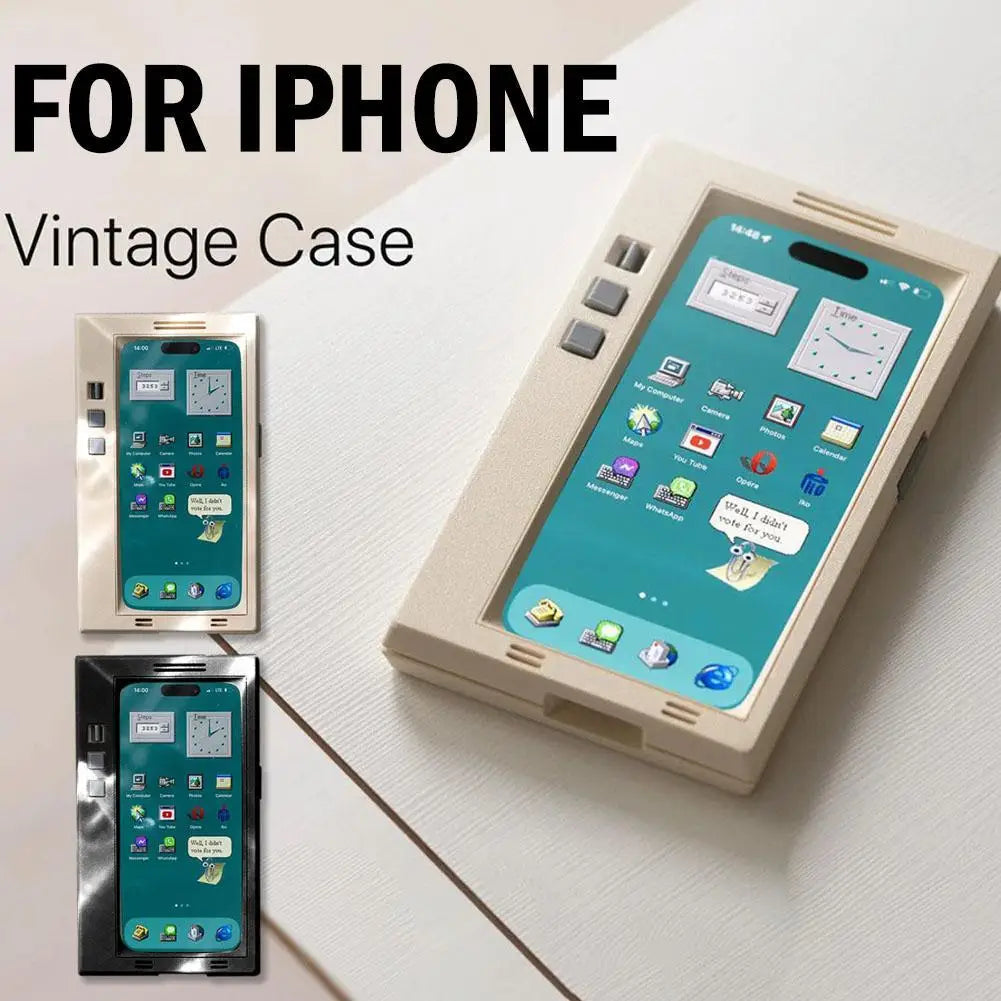 Retro Phone Case For iPhone 16 Pro Max Plus Case Cover Old Windows System Design DIY 3D Printing Phone Case For iPhone 16/16 Pro