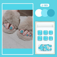 Colorful Press-On Toe Nails – 24pcs Full Cover Summer Style for Girls & Women