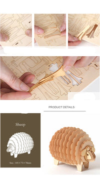 Train Model 3D Wooden Puzzle Toy Assembly Animal Model Building Kits for Children Adults Teen Birthday Gift Wooden Building Toys