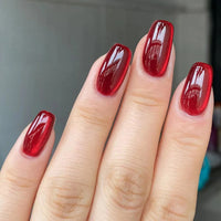 24Pcs Wine Red Press-On Nails – Short Square & Round Tips with Glitter Finish + Nail Glue