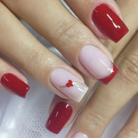 24pcs Blue Heart Press-On Nails – 3D Valentine’s Design | Short Square Ballet Fake Nail Set for Women & Girls