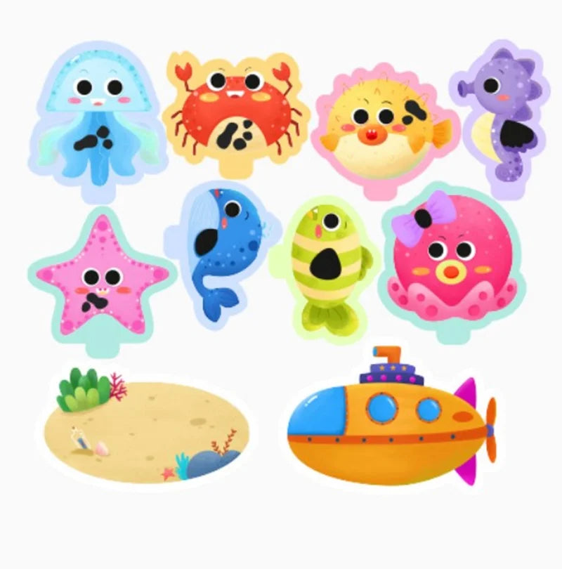 Baby Bathroom Toys Soft EVA Paste Early Educational DIY Puzzles Toys Animal Sticker Bath Baby Water Toys for 0 12 Months 1 Years