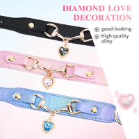Beautiful PU pet cat&dog collar decorated with sparkling love
