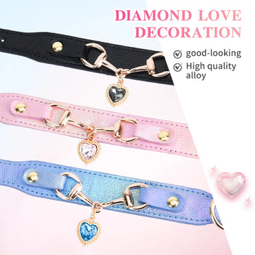 Beautiful PU pet cat&dog collar decorated with sparkling love