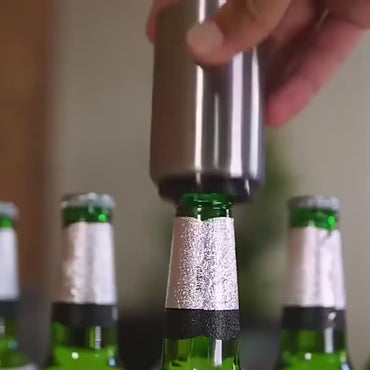 Top Press Bottle Beer Opener Press Automatic No Trace Soda Wine Bottle Opener Stainless Magnet Beer Opener Kitchen Tool
